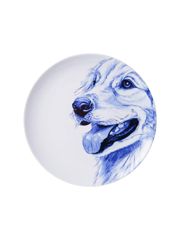 Wandbord Golden retriever - Heinen Delfts Blauw - 26 cm