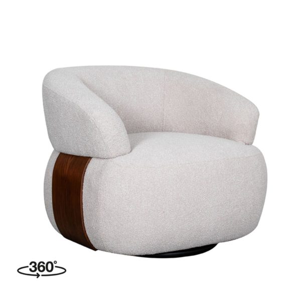 Draaifauteuil Venetië- Naturel Bouclé | Walnoot Eiken - Afbeelding 5