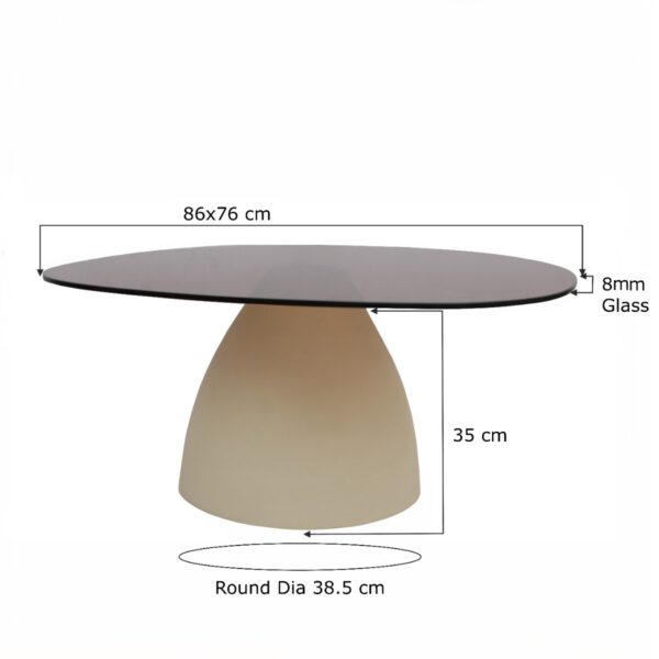 Salontafel Milan, metaal-rook glas - Afbeelding 3